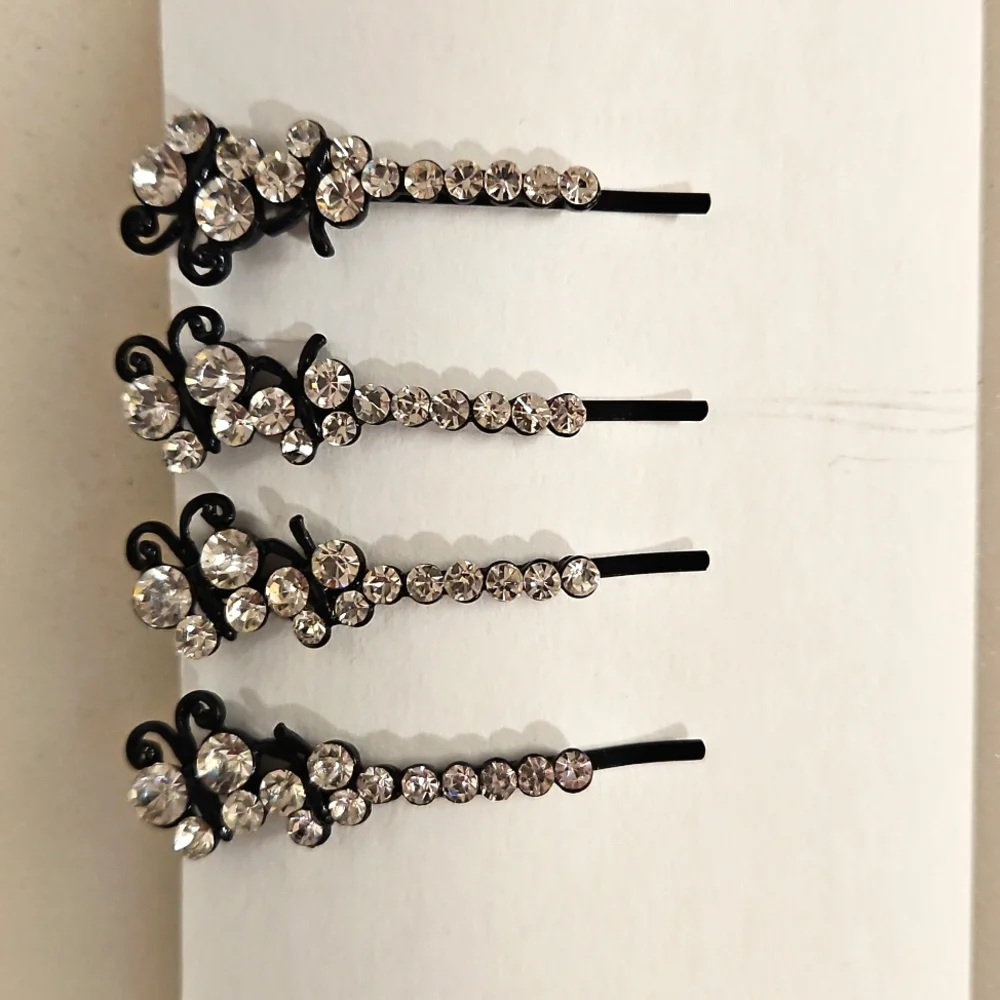 Set Of 4 Butterfly hair pins Special Occasion Updo Bun Braid Prom Party